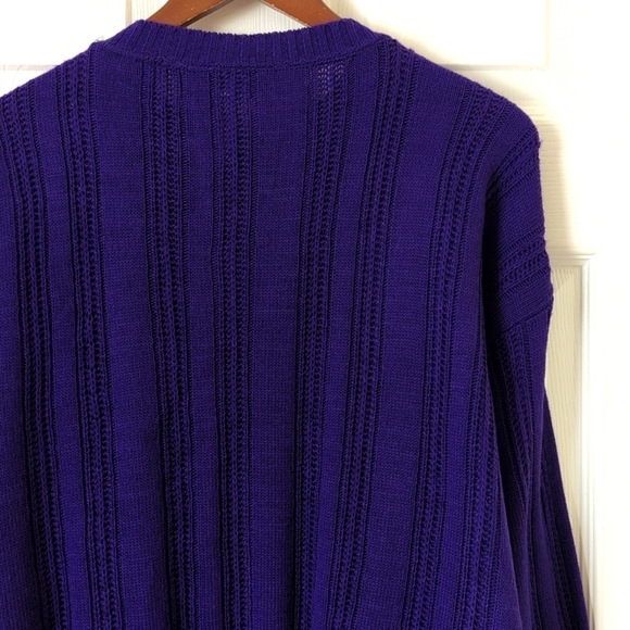 Serious Affairs 80's Vintage Deadstock Ribbed Knit Crewneck Sweater Purple Large - Picture 10 of 10